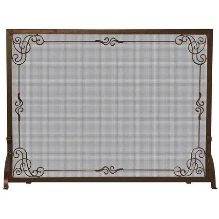 UNIFLAME Uniflame S-1615 Bronze Single-Panel Fireplace Screen with Decorative Scroll S-1615